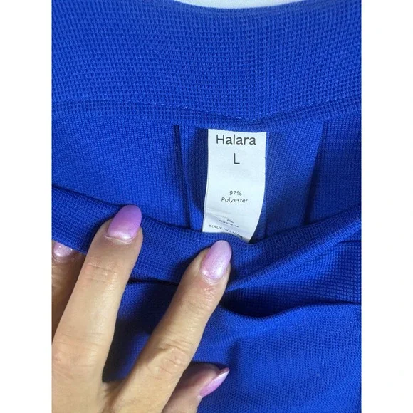 Halara Cloudful Air Textured Knit Overalls Royal Blue Pleated Harem Jogger L - Picture 3 of 8